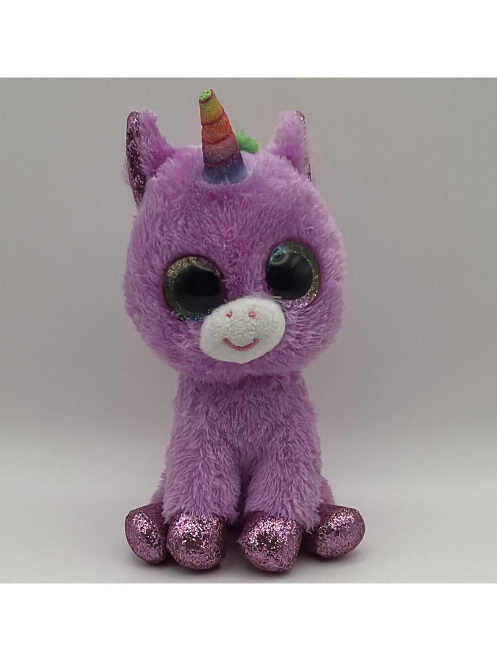 Purple/Multicolor Unicorn Plush Stuffed Animal, Small 6-8 inch Glitter Eyes👀